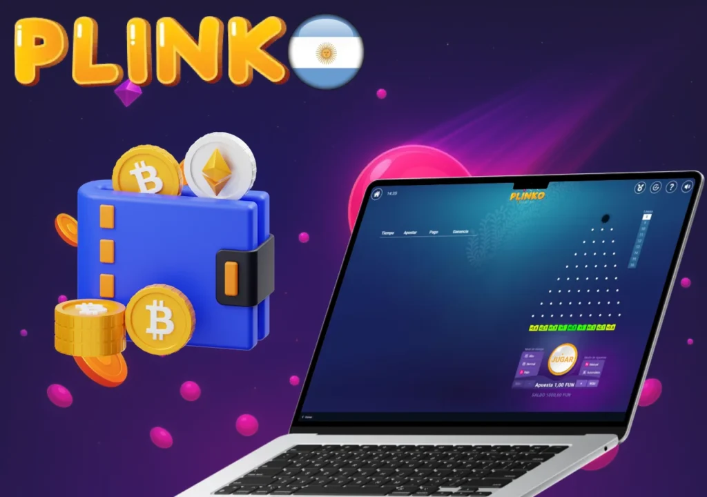 Juego de Plinko compatible con criptomonedas, resaltando seguridad y accesibilidad.